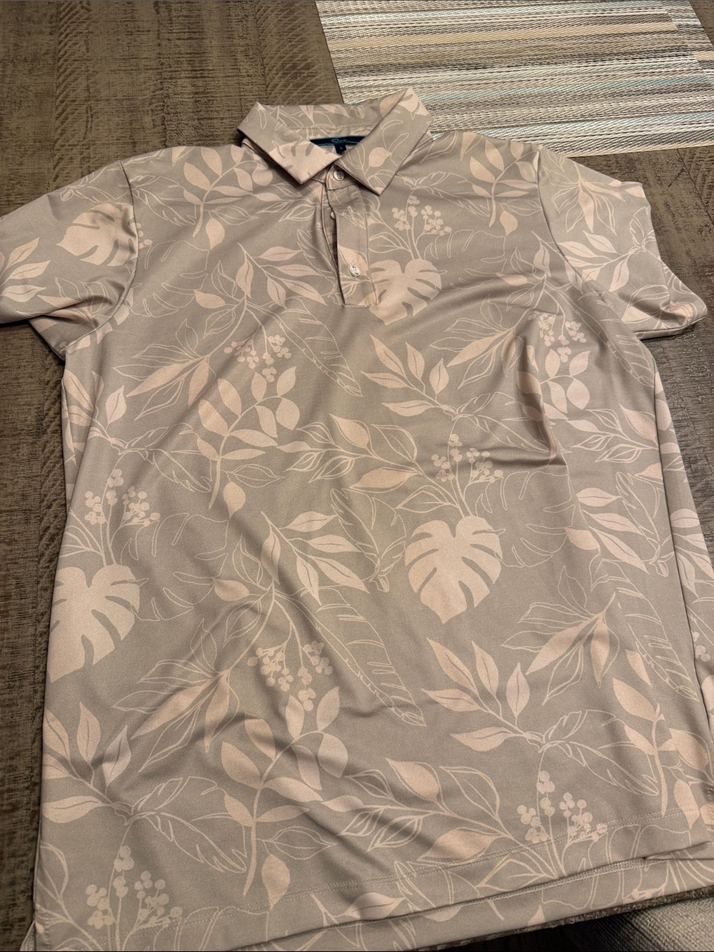 Men's Floral Polo Shirt - Taupe Blossom